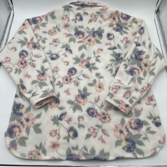 Vintage Cherokee Fleece Jacket Womens L/XL Green Floral Button Up Cardigan 90s - Picture 8 of 13